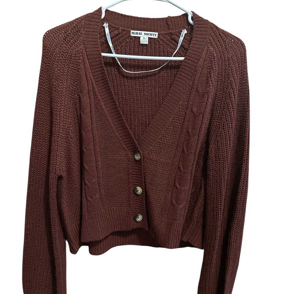 Francesca's Collections Brown V-Neck Sweater